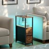 TUTOTAK Small Narrow LED End Table with Charging Station, Side