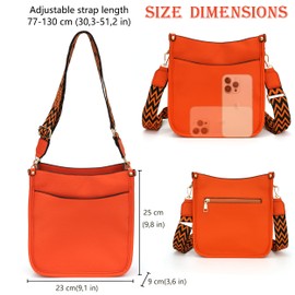 RQJZ kleine handtasche damen umhängetasche damen mittelgroß crossbody bag damen klein PU damenhandtasche tasche damen schwarz mit breitem gurt Orange
