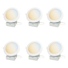 Sunlite LED 6-Inch Round Recessed Slim Downlight, 12 Watts, 950 Lumens, Color Selectable 27K/30K/35K/40K/50K, 90 CRI, ETL Listed, White, for Residential & Commercial Use, 6 Pack