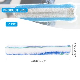 MECCANIXITY Microfiber Scrubber Replacement Head 14.57 Inch for Window Glass Marble Wall Home Bathroom, Blue/Green/White Pack of 2