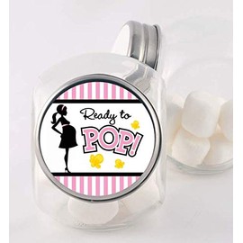 Classic Ready to Pop Stickers | Many Sizes & Colors to Choose from | Ready To Pop Baby Shower Stickers for Popcorn | Ready to Pop Stickers for a Girl or boy (Pink, 1.67)