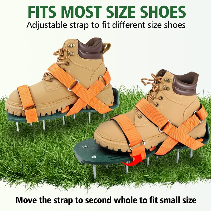 Lawn Aerator Shoes for Grass, Lawn Aeration Shoes with Adjustable