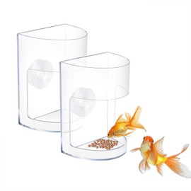 Chaofatchoy 2Pcs Fish Tank Feeder - Clear Aquarium Feeding Tube with Suction Cups, Fishes Food Dispenser for Round Bowls & Rectangular Tanks, Mess-Free Floating Feeder for Tropical Fish & Goldfish