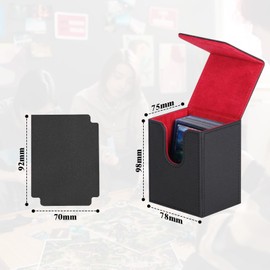 Bosmsaslad Trading Card Storage Boxes, Playing Card Box, Deck Box, Card Box, Magnetic Cards Deck Box with 2 Compatible Card Dividers, Compatible with Trading Card Games TCG (Vertical Black)