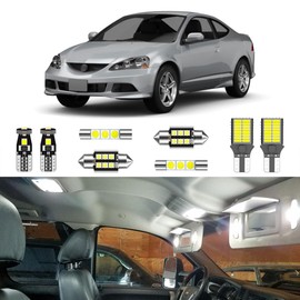 LIGHSTA 7PCS Super Bright White LED Interior Light Kit Package for Acura RSX 2002 2003 2004 2005 2006 + License Plate Lights and Install Tool