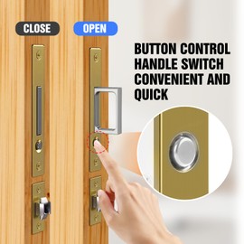 Pocket Door Locks, Edge pulls, Hidden Handles, Pocket Door Locks with Keys, Pocket Door Hardware, Sliding Door Hardware, for Doors 1 5/13" to 2 2/8" Thick (Golden, Key Type)
