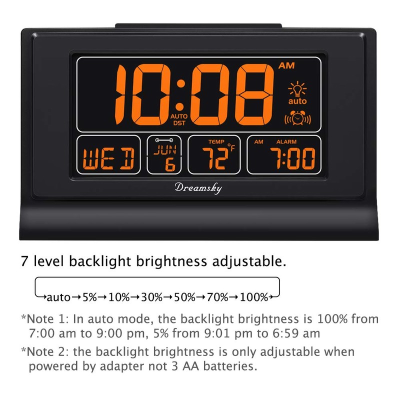 DreamSky Digital Alarm Clock with Battery Backup, 5 Inch Large