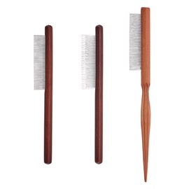 OLYCRAFT 3 Pieces 3 Styles Macrame Fringe Combs with Wooden Handle Stainless Steel Macrame Combs Wooden Pet Combs Pet Care Combs Macrame Tassel Brush for DIY Macrame for Removing Tangles