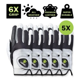 HIRZL Trust Control 2.0 Golf Gloves, All Weather Mens Golf Glove, White/Black, Kangaroo Leather Palm, Cabretta Leather Backhand, Trusted by Pro’s, Sweat Free, Ultimate Grip