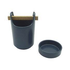 cusinine Kitchen Utensil Holder for Flatware, Silverware, Cutlery and Cooking Accessories, Wood and Ceramic, Countertop and Table Caddy (Blue)