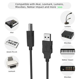 XMHEIRD 6ft USB Cable for M-Audio MAUDIO Audiophile USB/MIDI Audio Interface Duo USB A/D Converter