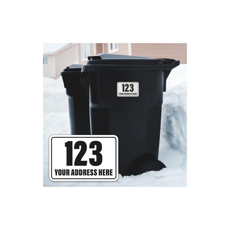 4x Wheelie Bin Number Stickers Trash Garbage Can Stickers Custom
