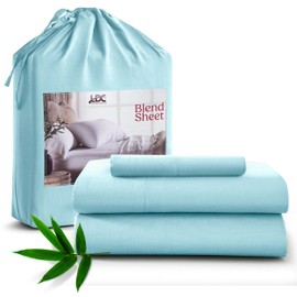 Lux Decor Blended Sheet Sets, 3 Piece Set, 70% Polyester, 30% Viscose derived from Bamboo - Sheet & Pillowcase Sets, Blue