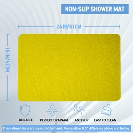 Hargiis Non-Slip Bathtub Mat, 2 Pack Anti Slip Shower Mat, Fast Drying Bathtub Mats, Foot Scrubber Mat, Anti Slip Mat for Tub, Floor, Bathroom, Kitchen, Home, Hotel (Yellow 24"×16"+24"×16")