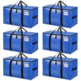 BAGAIL Heavy Duty Moving Bags with Strong Handle, Extra Large Moving Boxes, Storage Tote for Clothes, College Moving Supplies(Blue, 6 Pack)