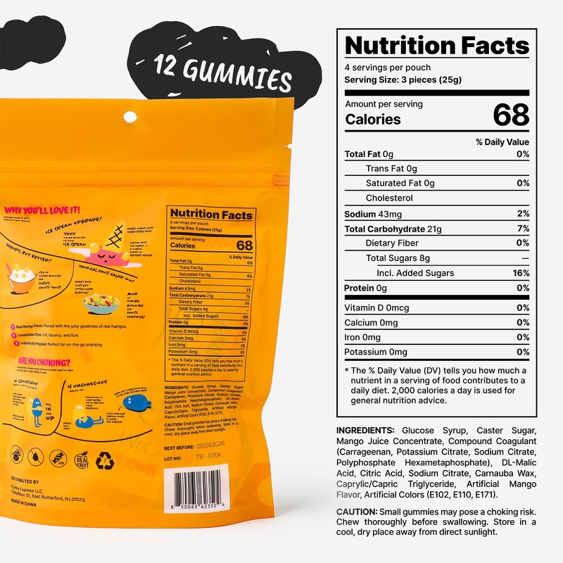 TwoFourSix Mango Gummy Candy – Soft, Chewy Mango Flavor Gummies