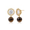 Teppdfann Vintage Tiger Eye Stone Bead and Cubic Zirconia Stud
