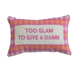 Creative Co-Op, Pink, Orange Cotton Velvet Embroidered Lumbar Pillow with Geometric Pattern, Natural