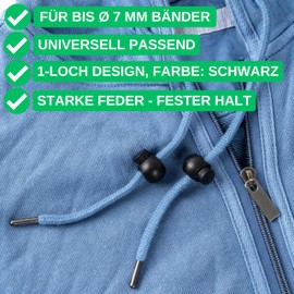 Cord Stopper, 1-Hole, Pack of 10, Black, for up to Diameter 7 mm Cords, Band Clamp Jacket, Clothing, Backpack, Rubber Cord Stopper, Quick Release Shoelaces, Cord Slide, Tanka Cord Stopper, Black, up