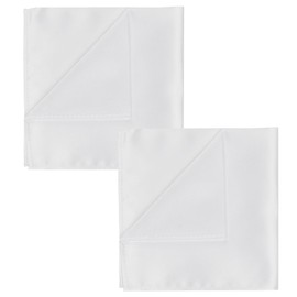 SLEEKEE Pack of 2 White Handkerchiefs, Men's Handkerchiefs, Imitation Silk, Chest Scarves for Formal Men's Suits, Suitable for Wedding, Dance and Ceremony Parties (22 x 22 cm), White