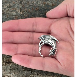 Kiss of Leather Dragon Pendant 925 Sterling Silver No. 315, Sterling Silver, No Gemstone