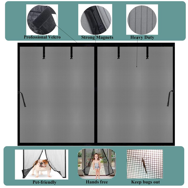 Garage Door Screen 11x9ft for 1 Car, Retractable Fiberglass Magnetic