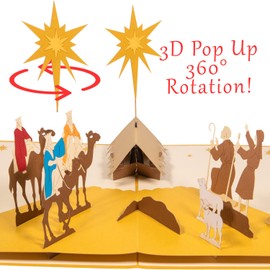 LINPOPUP® Pop-Up Christmas Card Nativity Scene - 3D Christmas Greeting Card The Three Kings & Nativity, Christian Greeting Card, Gifts for Children, Wife, Man, Merry Christmas Card, N416