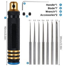 Model Chisel,Model Scribers Gundam Resin Cutting Tool Craping Line Scraping Tool Chisel with 0.1/0.2/0.4/0.6/0.8/1.0/2.0mm Blades for Carving Engraving Cutting