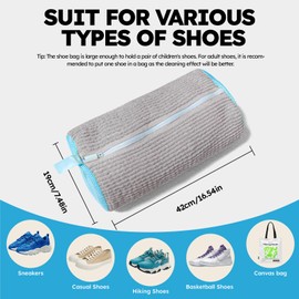 Shoe Washing Machine Bags: Sneaker Laundry Bags with Zipper Lock & Protective Mesh – Reusable Shoe Cleaner Bag for Washer & Dryer(Grey 2 Pcs)