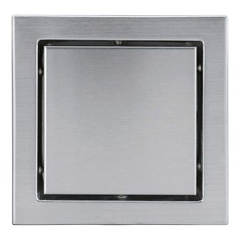RANDOM Brushed Steel Floor Drain 6-inch SUS304 Stainless Steel Square Shower Floor Drain with Tile Insert Grate Removable Multipurpose Invisible Look or Flat Cover. (Wide-brimmed)
