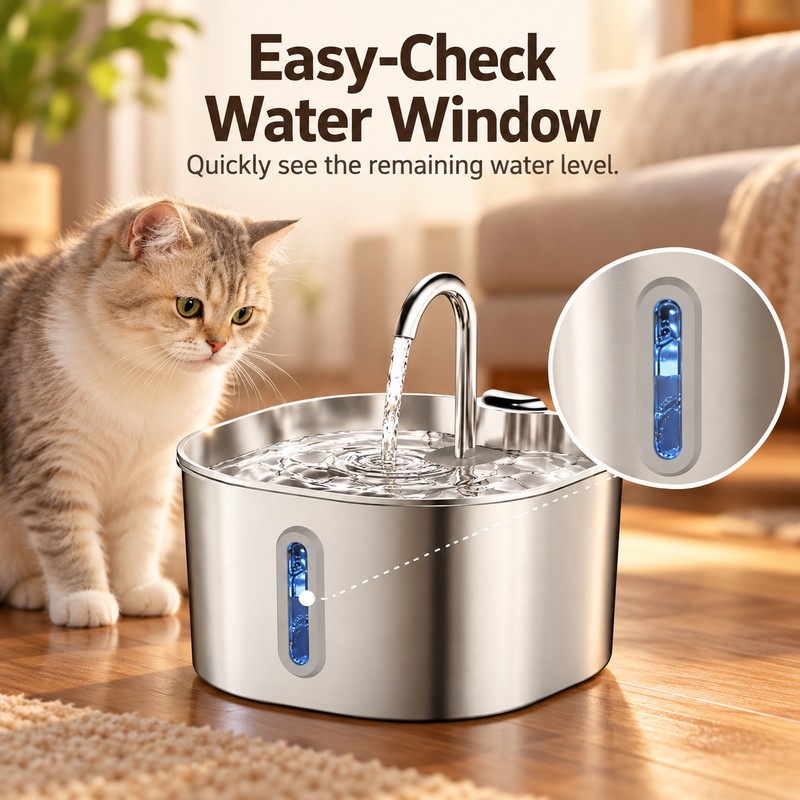 2.2L Smart Motion Sensor Cat Water Fountain – Stainless Steel