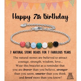 Leyung 7 Year Old Girl Birthday Gifts, Happy 7th Birthday Bracelet Gifts for 7 Year Old Girl, Jewlry Gifts for Girls Age 7 Daughter Granddaughter Niece