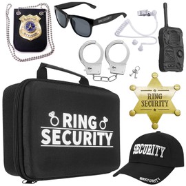 ForFine Ring Security Wedding Ring Bearer Gifts Box Briefcase Include Police Officer Badge, Handcuffs, Ring Security Hat, Ring Bearer Sunglass, Ring Security Badge, Spy Earpiece, Intercom