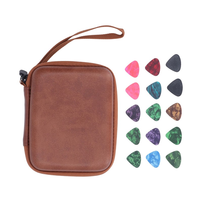 Guitar Pick Bag Set Celluloid Picks Storage Pouch Holder Case