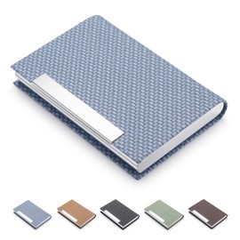 MOTYAWN Business Card Holder- Name Multi Card Case, Luxury PU Leather Wallet, Credit Card ID Case, Stainless Steel Slim Metal Pocket Card Case Holder for Women & Men with Magnetic Shut