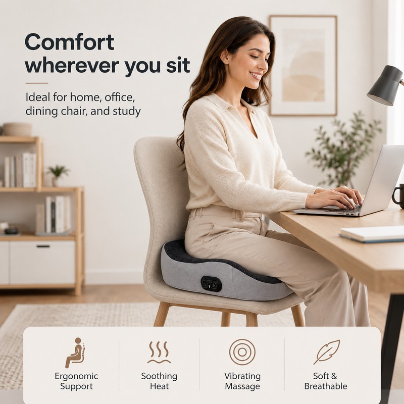 Ergonomic Memory Foam Seat Cushion for Long Sitting – Wide