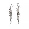 Real Metal Lightning Bolt Earrings Polished Silver Dangle #986