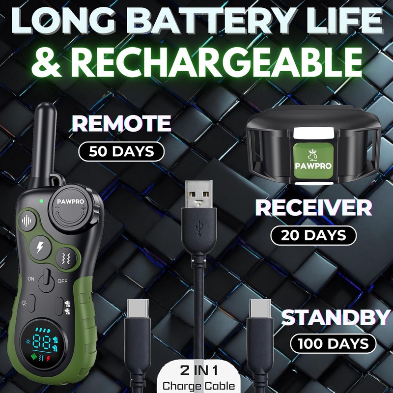 Dog Shock Collar with Remote, Unmatched 4-Mile Range, Night-Light Mode,