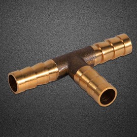 Petrol Hose T-Piece Qiilu Brass T Piece 3 Way Fuel Hose Joiner Connector for Compressed Air Oil Gas Pipe (8 mm)
