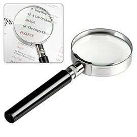 10X Magnification Handheld Magnifier Magnifying Glass Handle Low Vision Aid for Book, Maps, Classroom Science, Insect & Hobby, Seniors and Kids (90MM)