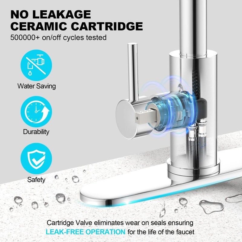 AVSIILE Waterfall Kitchen Faucets with Pull Down Sprayer & Soap