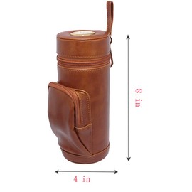 AMANCY Upgrade Cedar Wood Lined Portable Travel Leather Cigar Humidor Case with Pocket,Easily Carry Lighter and Cutter