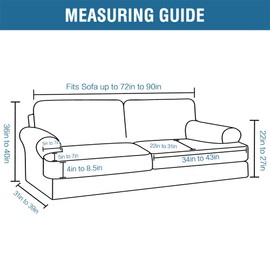 H.VERSAILTEX Sofa Cover 3 Piece T Cushion Sofa Slipcovers Thick Velvet Couch Cover Stretch T Cushion Sofa Covers for 2 Cushion Couch with 2 Individual T Cushion Covers, Vintage Green