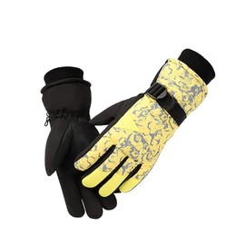 QUINTRA Winter Ski Gloves for Men and Women, Equal Cold, Splashproof, Non-Slip, Plush, Versatile Warm Gloves, Arm Warmers, Women, Black Fishnet (Yellow, One Size)