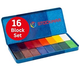 STOCKMAR 204884266 - Bloques de pintura de cera de abejas impermeables de 16 bloques en caja de lata