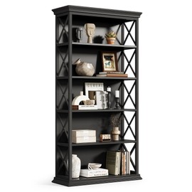 LITTLE TREE 6-Tier Bookcase, 71 Inches Industrial Bookshelves, Floor Standing Display Storage Shelves Tall Bookcase for Home Office, Living Room, Bed Room