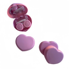 BEDARTIST 4 Packs Heart Shape Contact Lens Cases, Travel Eye Contacts Case Box Holder, Portable Contact Lenses Tweezers Remover Tool Solution Bottle Kit for Daily Outdoor Traveling (Assorted Color)