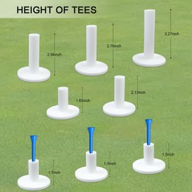 KOFULL Rubber Golf Tees for Mats, Driving Range Tee, 8 Pack Golf Rubber Tee Holder Set Indoor Outdoor+ 3 wooden Golf Tees