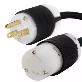 Iron Box NEMA 5-15P to L5-30R Plug Adapter -  15A, 125V, 14 AWG - Iron Box # IBX-5505 - 6 ft