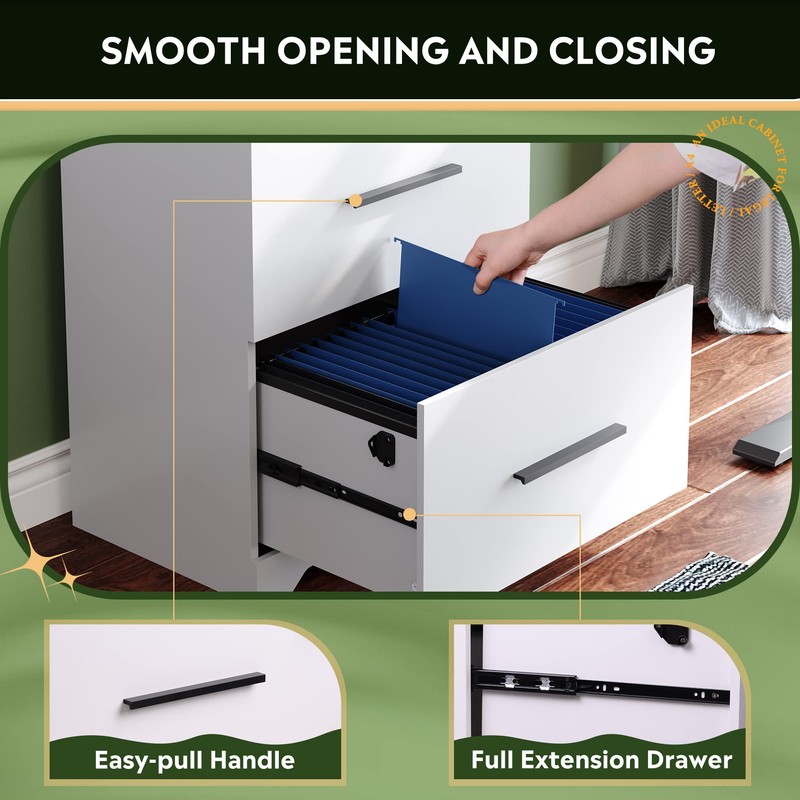 DEVAISE 2-Drawer Wood Lateral File Cabinet with Lock for Office